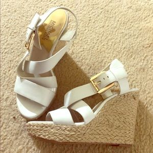 Michael Kors white wedges size 7